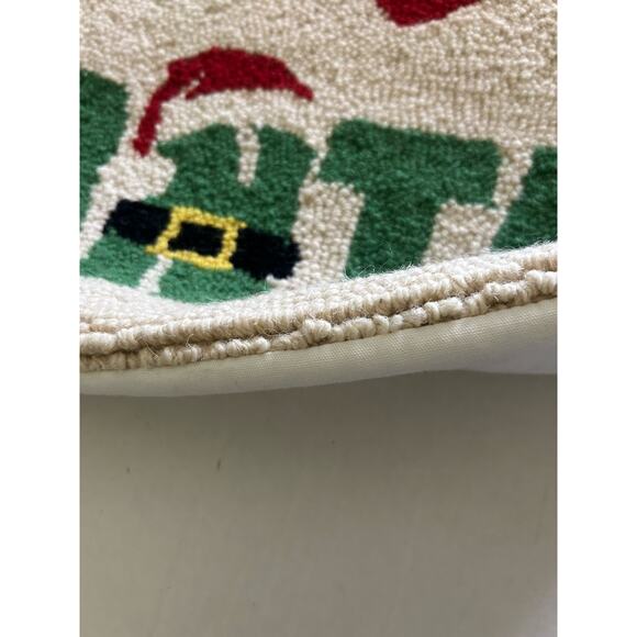 Peking Handicraft I LOVE SANTA Pillow Wool Hooked 18" x 18" Christmas Holiday - Picture 9 of 11
